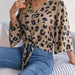 Color-Khaki-Spring Summer Casual Leopard Print Self Tie Chiffon Shirt Top Women Clothing-Fancey Boutique