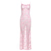 Summer Women Collection Sexy Sling Backless Lace See through Tight Maxi Dress-Pink-Fancey Boutique