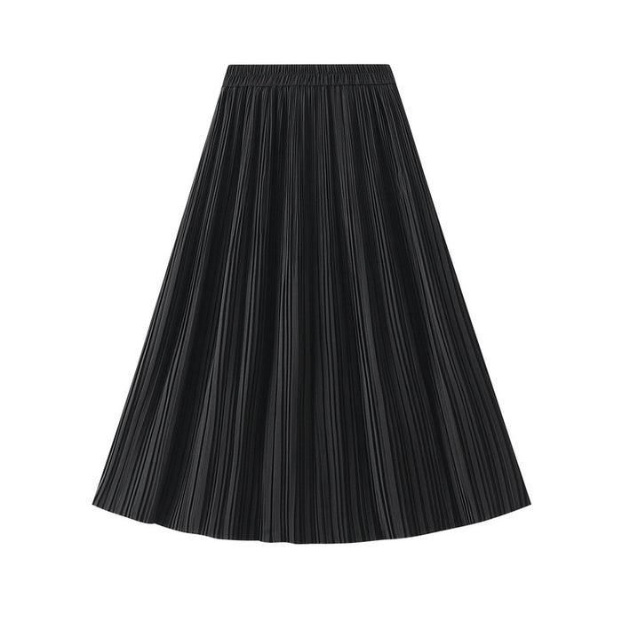 Color-Black-Summer High Waist Pleated Skirt Spring Summer Korean Drape Young Slimming Skirt Pink-Fancey Boutique