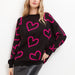 Winter Round Neck Love Contrast Color Sweater Loose Pullover Sweater-Black-Fancey Boutique