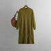 Color-Olive Green-Autumn Winter With Coat Mid Length Base Knitting Dress Loose Slimming Half Turtleneck Sweater Dress-Fancey Boutique