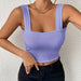 Camisole Wide Shoulder Strap Sleeveless Outerwear Top Sexy Slim Fit Sexy Back-Violet Color-Fancey Boutique