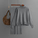 Color-Gray-Knitting Suit Women Autumn Winter Solid Color Turtleneck Sweater Sheath Skirt Two Piece Set-Fancey Boutique