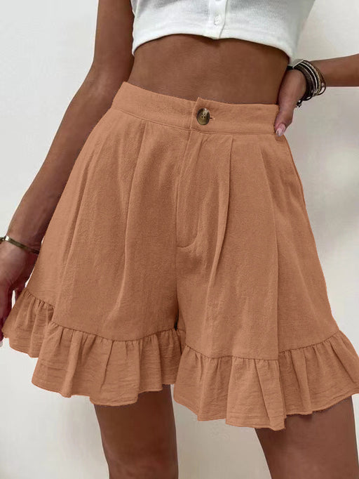 Color-Khaki-Shorts Casual Wide Leg Loose Shorts Summer New Women Clothing High Waist Shorts-Fancey Boutique
