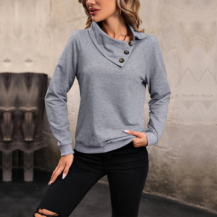Color-Light Gray-Women Clothing Solid Color Long Sleeve Collared Sweater Women Autumn-Fancey Boutique