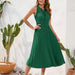 Color-Green-Tied High Waist Pleated Fur Ball Dress Sleeveless Summer Dress Casual Vacation Travel Dress-Fancey Boutique