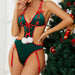 Color-Dark Green Red-Sexy Christmas Sexy Bustiers Teddies Suit Dense Velvet Seductive Passion Uniform-Fancey Boutique