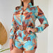 Color-Blue Background Leaves [Belt Delivery]]-Spring Women Thin Shorts Women Two Piece Set Spring-Fancey Boutique