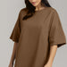 Spring Summer Solid Color T Shirt Women Cotton Short Sleeved Shirt Loose All Match-Brown-Fancey Boutique