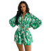 Color-Green-Loose Printed Long Shirt Casual Women Shorts Suit Summer Two Piece Suit-Fancey Boutique