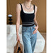 Fashionable Contrasting Color Thread Faux Two Piece Knitted Bottoming Camisole Early Spring-Tank Top-Fancey Boutique