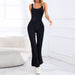 Color-Black-Yoga Bodysuit Sports Workout Sexy Hip Lifting Horn Trousers Tight Yoga Jumpsuit-Fancey Boutique