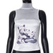 Puppy Printed Mesh Stitching Sleeveless round Neck Pullover Top Women Summer-White-Fancey Boutique