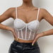 Color-White-Popular Trendy Cool Nightclub Sequ Boning Corset Sexy Slim Fit See through Type Sling-Fancey Boutique