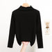 Color-Black-Women Half Turtleneck Slimming Stretch Sweater Spring Autumn Western Slim Fit Long Sleeve Bottoming Sweater Wooden Ear-Fancey Boutique