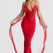 Women Summer Sexy Dress V Neck Backless Slim Fit Shoulder Strap Fishtail Evening Dress-Red-Fancey Boutique