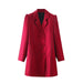 Color-Red-French Retro Autumn Winter Women Clothing Slimming Fashionable Purple Double Breasted Blazer-Fancey Boutique