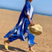 Color-Blue-Autumn Spring Women Beach Mid-Length Cardigan Straight Leg Trousers Sets-Fancey Boutique