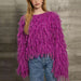 Color-Purple-Women Clothing Autumn Winter Loose Fitting Tassel Casual Top Sweater-Fancey Boutique