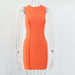 Color-Orange-Summer Women Round Neck Sleeveless Solid Color Slim Sheath Dress-Fancey Boutique