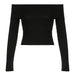 Color-Black-Women Clothing Solid Color Sexy off Shoulder Twist Fabric Slim Fit Long Sleeved T shirt-Fancey Boutique
