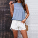 Color-Blue-Women Clothing Spring Summer Casual Solid Color Sleeveless Vest Top-Fancey Boutique