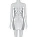 Color-Silver-Women Clothing Faux Leather off Neck Low Cut Sexy Tight Sleeveless Backless Dress-Fancey Boutique