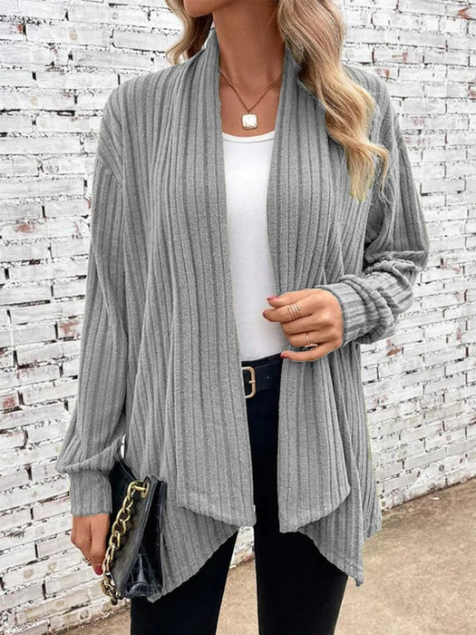 Color-Gray-Women Clothing Temu Autumn Winter Long Sleeve Solid Color Loose Cardigan Coat-Fancey Boutique