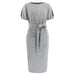 Color-Silver-Batwing Short Sleeve Dress Summer Slimming Sheath Office Formal Dress-Fancey Boutique