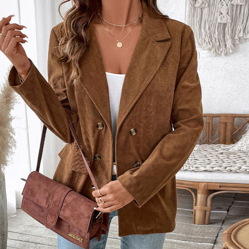 Autumn Winter Women Solid Color Corduroy Blazer Women-Fancey Boutique