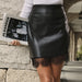 Color-Black-Women Clothing High Waist Faux Leather Skirt A Line Sheath Skirt-Fancey Boutique