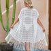 Sexy Sun Protective Clothing Women Clothing Loose Fitting Tassel See Through All Match Sun Protection Beach Cover Up-White-Fancey Boutique