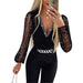 Color-Black-Autumn Women Clothing Solid Color V neck Long Sleeve Rhinestone High Waist Professional Casual Jumpsuit-Fancey Boutique