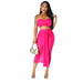 Color-Rose Red-Summer Women Clothing Sexy Mesh See Through Wrapped Chest Skirt Two Piece Set-Fancey Boutique