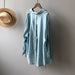 Back Lace Up Tencel Sun Protection Shirt Summer Lazy Wind Micro Transparent Long Sleeve Loose Cardigan Top-Quiet Blue-Fancey Boutique