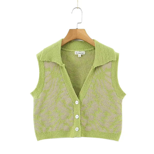 Color-Vest-Autumn Knitted Collared Shell Button Vest Jacket Knitted Sheath Dress-Fancey Boutique