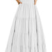 Color-White-Summer Women Clothing Square Collar Backless Puff Sleeve Pleated Short Sleeves Dress-Fancey Boutique