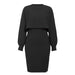 Color-Black-Sexy Knitted Dress Two Piece Set Autumn Winter Solid Color Long Sleeve Sweater Women-Fancey Boutique