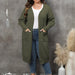 Color-Army Green-Women Coat plus Size Women Clothes Loose Mid Length Woven Sweater Double Pocket Lantern Sleeve Sweater Cardigan-Fancey Boutique