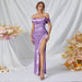 Color-Evening Dress Cocktail Party Dress Bridesmaid Dress Long Pure off the Shoulder High Slit Dress-Fancey Boutique