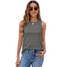 Popular round Neck Soft Waffle Knitted Vest Women Loose Top-Tank Top-Gray-Fancey Boutique