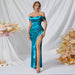 Color-Evening Dress Cocktail Party Dress Bridesmaid Dress Long Pure off the Shoulder High Slit Dress-Fancey Boutique