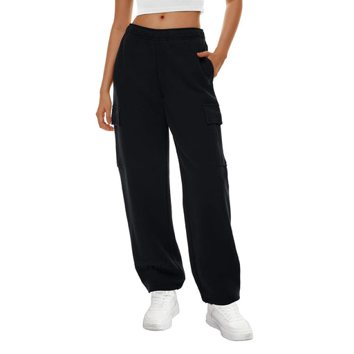 Color-Black-Autumn Winter Women Wide Leg Sweatpants Elastic Waist Loose Casual Workwear Trousers-Fancey Boutique