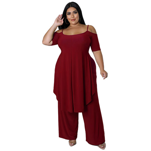Color-Burgundy-Women Clothing Solid Color Set Sexy Camisole Two Piece Set-Fancey Boutique