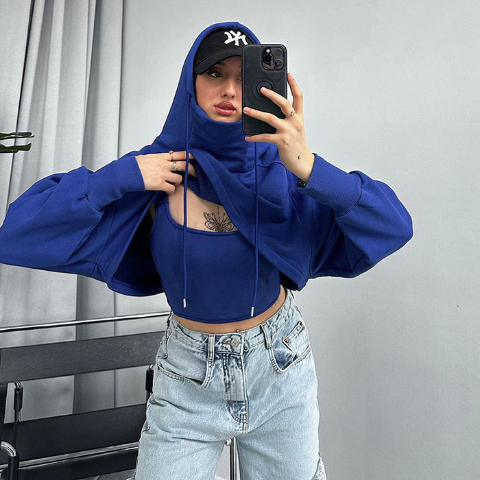 Women Wear Thick Drawstring Solid Color Hoodie with Drawstrings Sweater Long Sleeve Vest Two Piece Set-Fancey Boutique