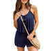 Color-Blue-Women Clothing Jumpsuit Summer Vest Solid Color Can Be Worn outside Lady Sexy Homewear Shorts-Fancey Boutique