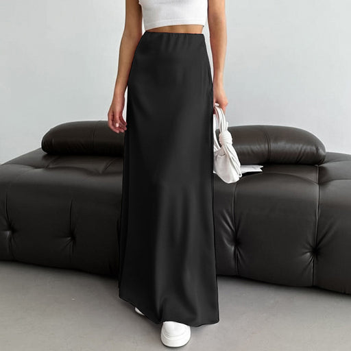 Autumn Imitation Acetate Satin Skirt Women All Match A line Skirt-Fancey Boutique