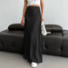 Autumn Imitation Acetate Satin Skirt Women All Match A line Skirt-Black-Fancey Boutique