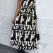 Color-Black-Autumn Winter Women Clothing Oblique Shoulder Pleated Long Sleeve Printing Dress-Fancey Boutique