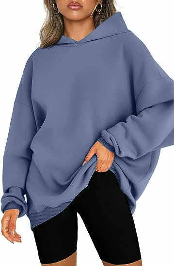 Color-Sea Blue-Women Clothing Hooded Pullover Oversized Loose Casual Brushed Hoody-Fancey Boutique